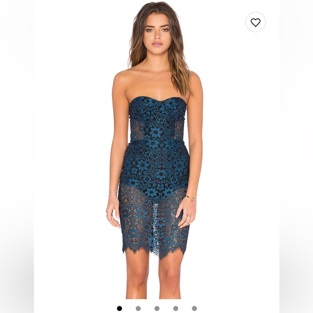 For Love & Lemons Sophia Bustier Dress in blue and black NWT - Picture 2 of 10